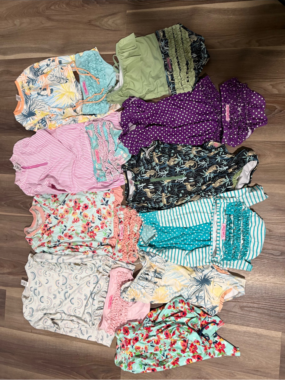 Ruffle Butts Girls Floral & Patterned Swimsuits 9 Sets Total! Assorted Colors